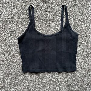 Heart and Hips Black Ribbed Cropped Tank Top